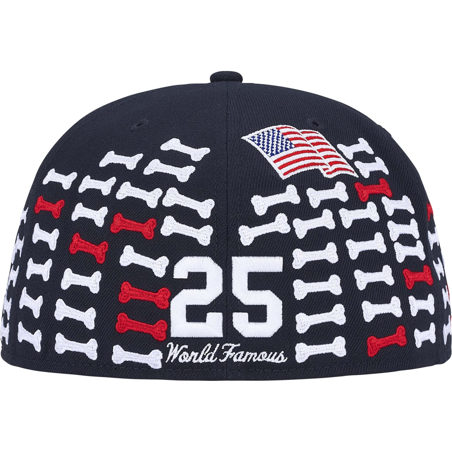 Supreme x New Era 59Fifty Bone Box Logo Navy Fitted Hat