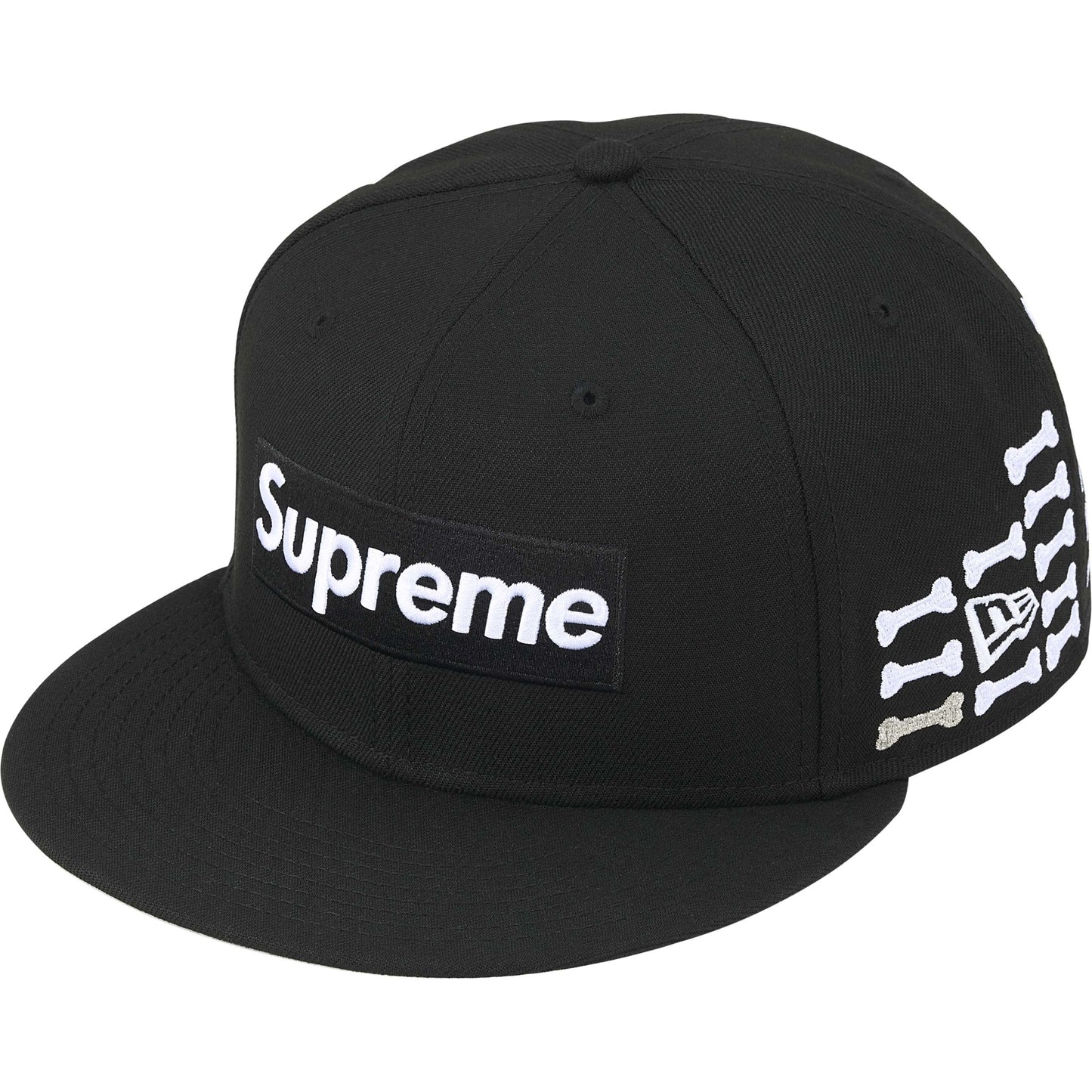 Supreme x New Era 59Fifty Bone Box Logo Black Fitted Hat