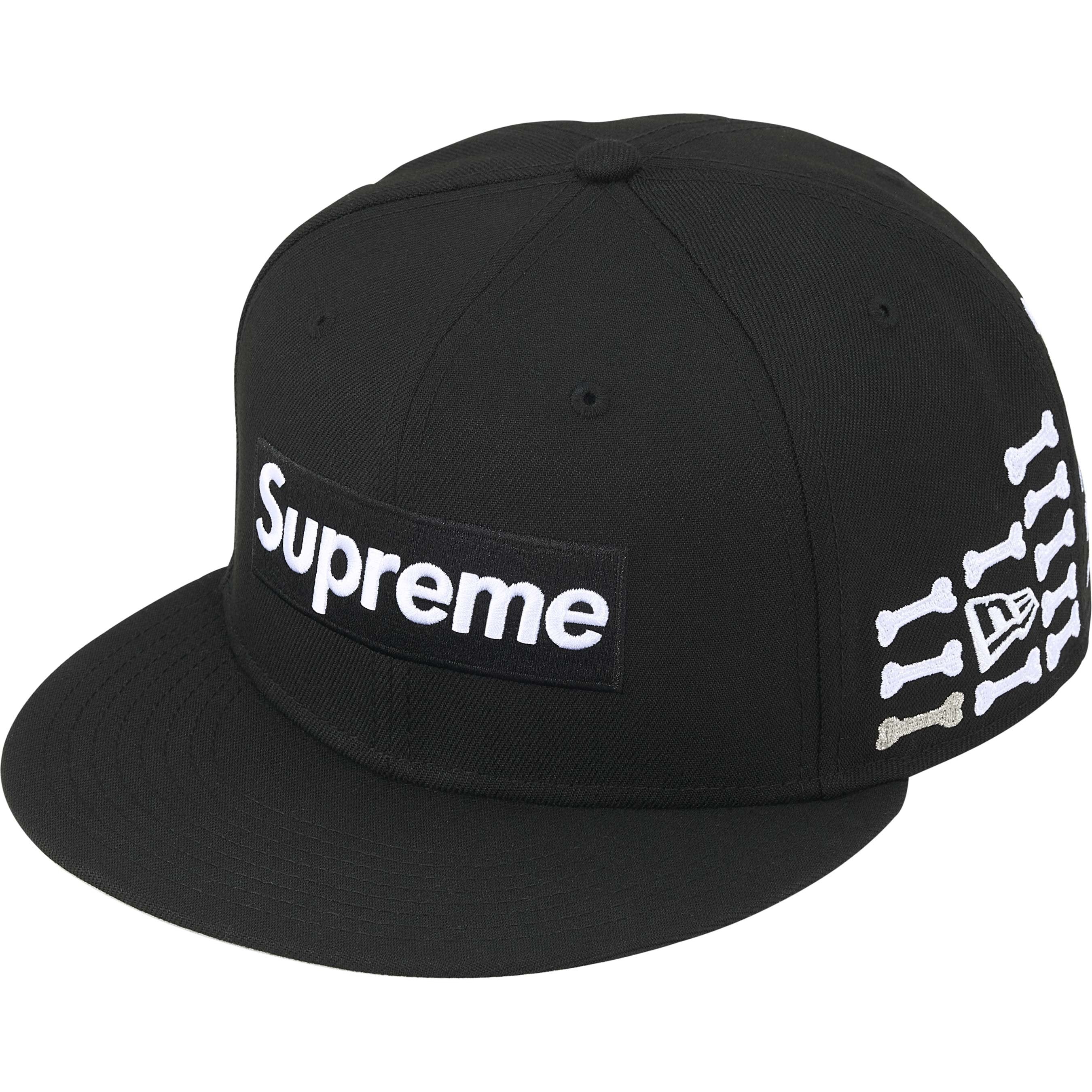 Supreme x New Era 59Fifty Bone Box Logo Black Fitted Hat