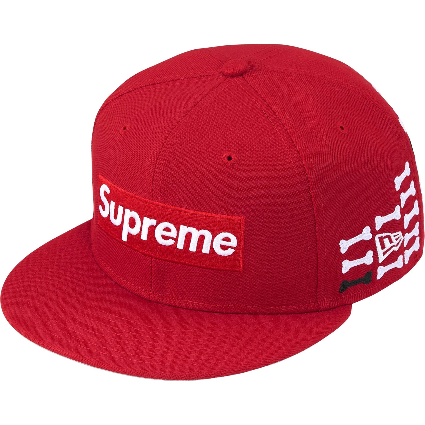 Supreme x New Era 59Fifty Bone Box Logo Red Fitted Hat