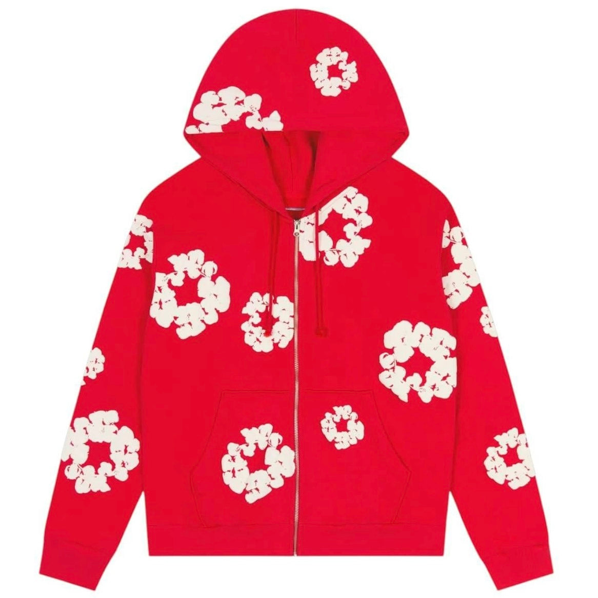Denim Tears Cotton Wreath Zip Hoodie Red