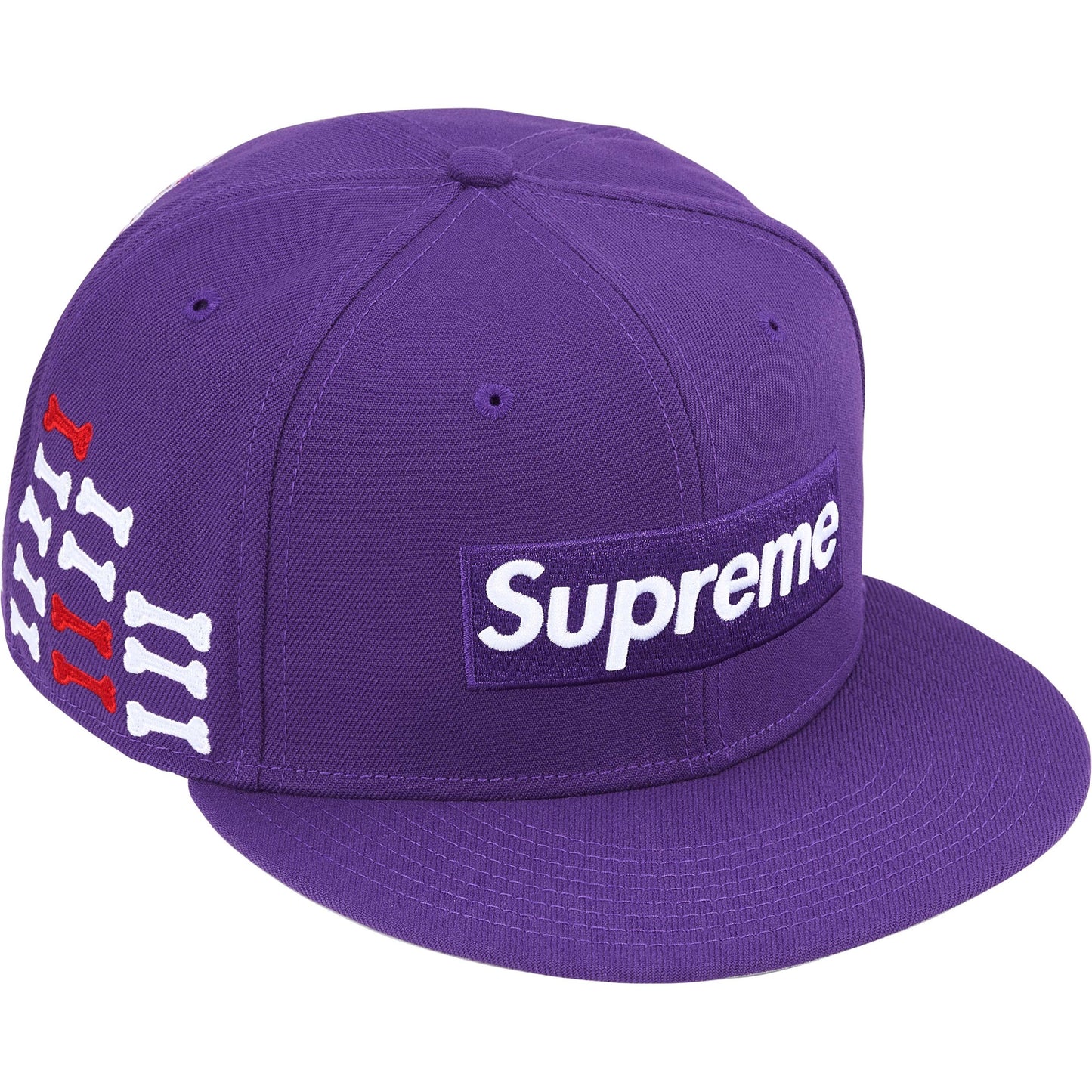 Supreme x New Era 59Fifty Bone Box Logo Purple Fitted Hat