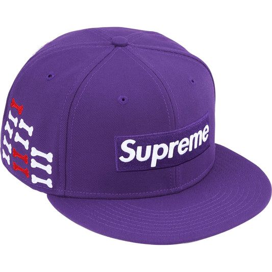 Supreme x New Era 59Fifty Bone Box Logo Purple Fitted Hat