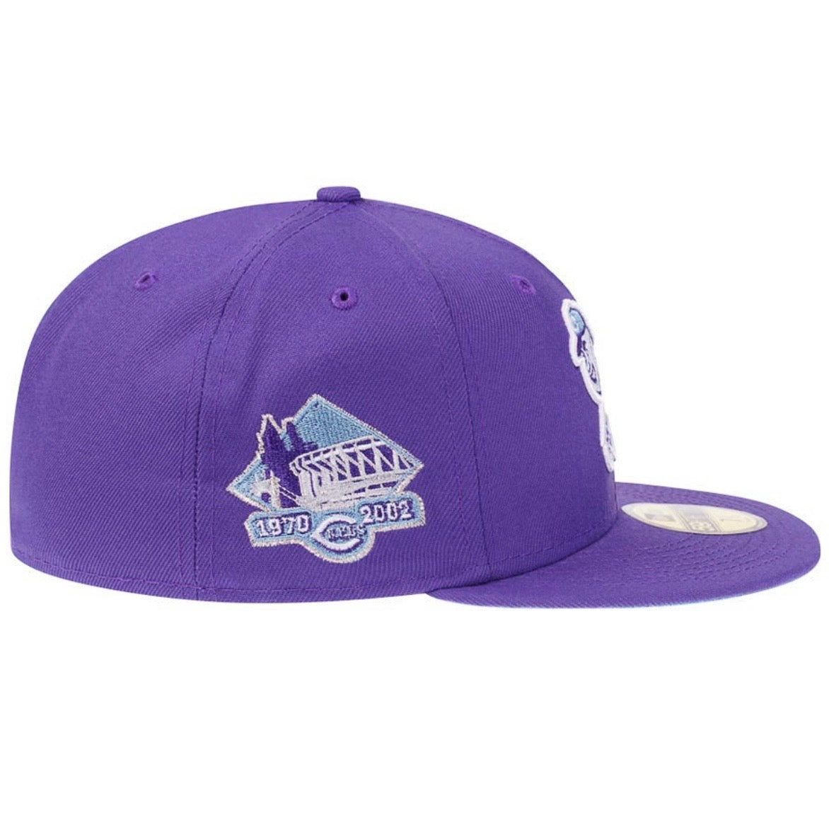 New Era 59Fifty Cincinatti Reds Riverfront Stadium Final Season Fresh Purple Edition Fitted Cap