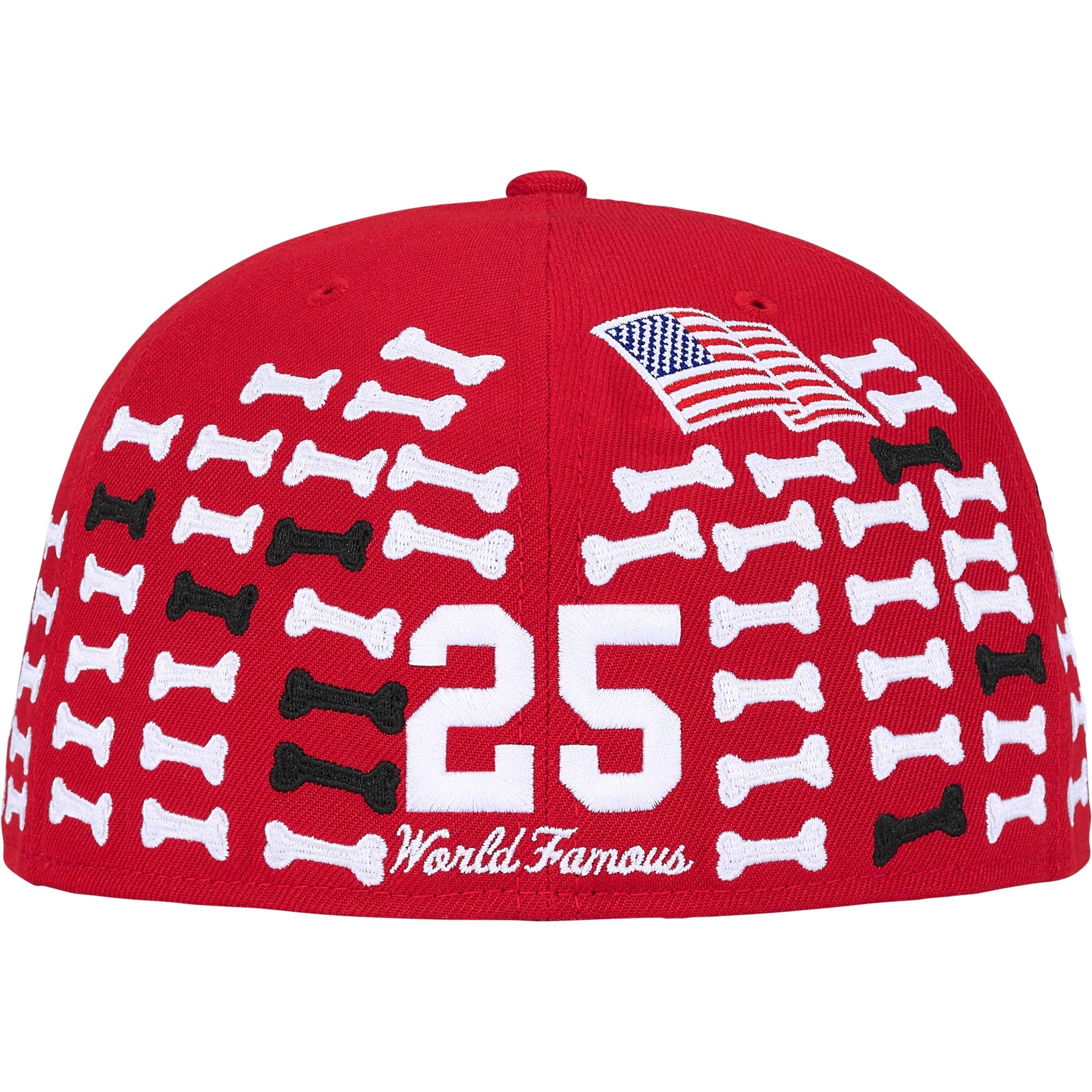 Supreme x New Era 59Fifty Bone Box Logo Red Fitted Hat